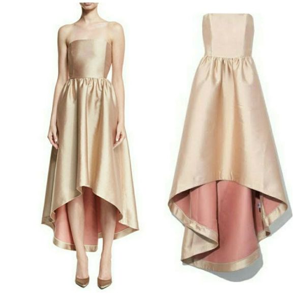 CO Dresses & Skirts - Co Strapless Satin High-Low Cocktail Dress